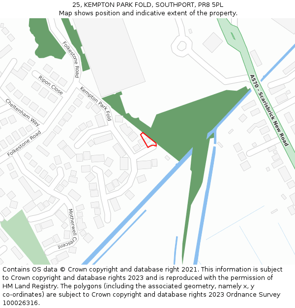 25, KEMPTON PARK FOLD, SOUTHPORT, PR8 5PL: Location map and indicative extent of plot