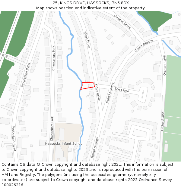 25, KINGS DRIVE, HASSOCKS, BN6 8DX: Location map and indicative extent of plot