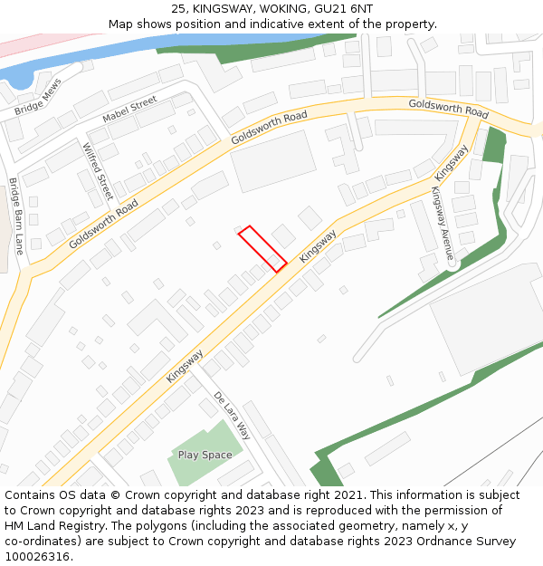 25, KINGSWAY, WOKING, GU21 6NT: Location map and indicative extent of plot