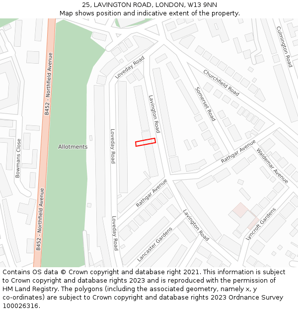 25, LAVINGTON ROAD, LONDON, W13 9NN: Location map and indicative extent of plot