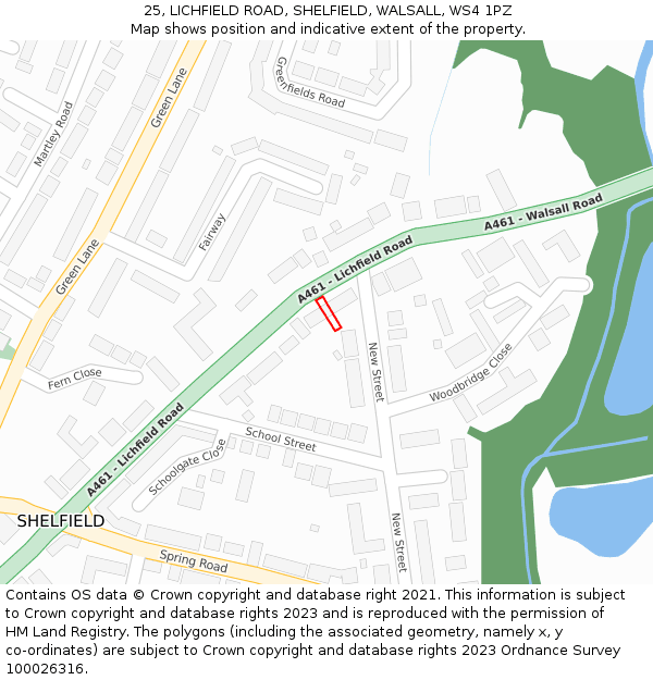 25, LICHFIELD ROAD, SHELFIELD, WALSALL, WS4 1PZ: Location map and indicative extent of plot