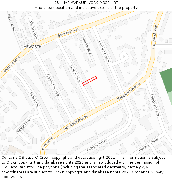 25, LIME AVENUE, YORK, YO31 1BT: Location map and indicative extent of plot