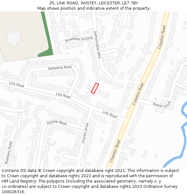 25, LINK ROAD, ANSTEY, LEICESTER, LE7 7BY: Location map and indicative extent of plot