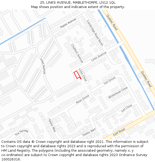 25, LINKS AVENUE, MABLETHORPE, LN12 1QL: Location map and indicative extent of plot