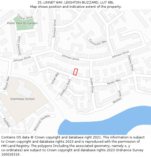 25, LINNET WAY, LEIGHTON BUZZARD, LU7 4BL: Location map and indicative extent of plot