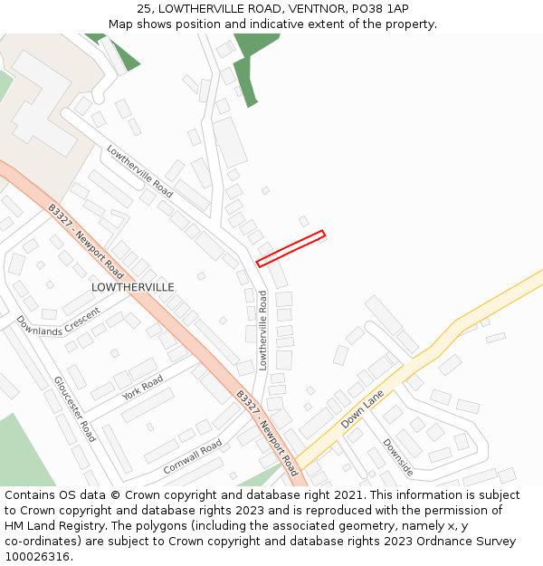 25, LOWTHERVILLE ROAD, VENTNOR, PO38 1AP: Location map and indicative extent of plot