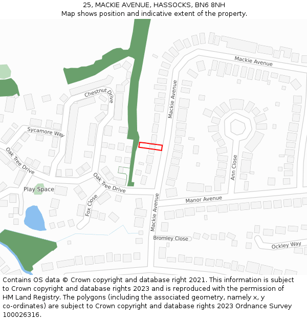 25, MACKIE AVENUE, HASSOCKS, BN6 8NH: Location map and indicative extent of plot