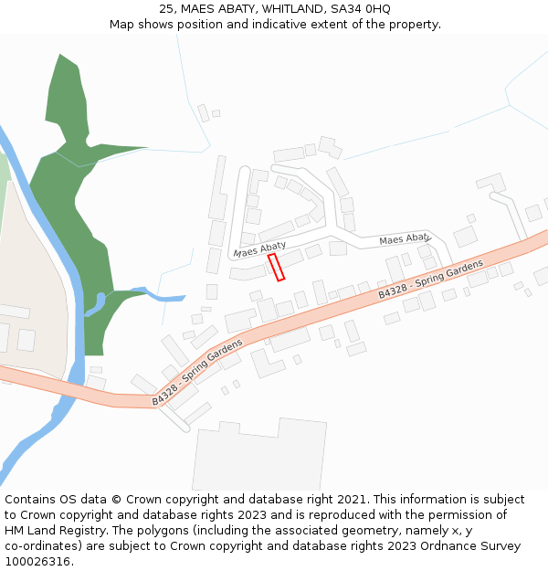25, MAES ABATY, WHITLAND, SA34 0HQ: Location map and indicative extent of plot