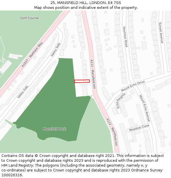 25, MANSFIELD HILL, LONDON, E4 7SS: Location map and indicative extent of plot