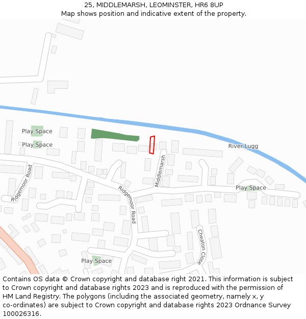 25, MIDDLEMARSH, LEOMINSTER, HR6 8UP: Location map and indicative extent of plot