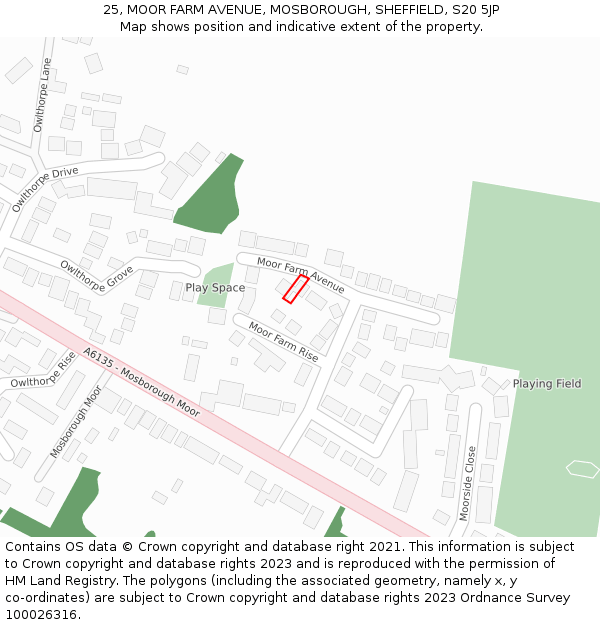 25, MOOR FARM AVENUE, MOSBOROUGH, SHEFFIELD, S20 5JP: Location map and indicative extent of plot