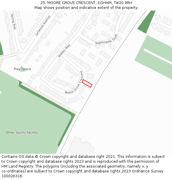 25, MOORE GROVE CRESCENT, EGHAM, TW20 9RH: Location map and indicative extent of plot