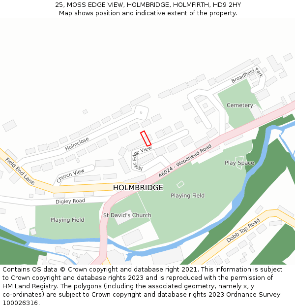 25, MOSS EDGE VIEW, HOLMBRIDGE, HOLMFIRTH, HD9 2HY: Location map and indicative extent of plot