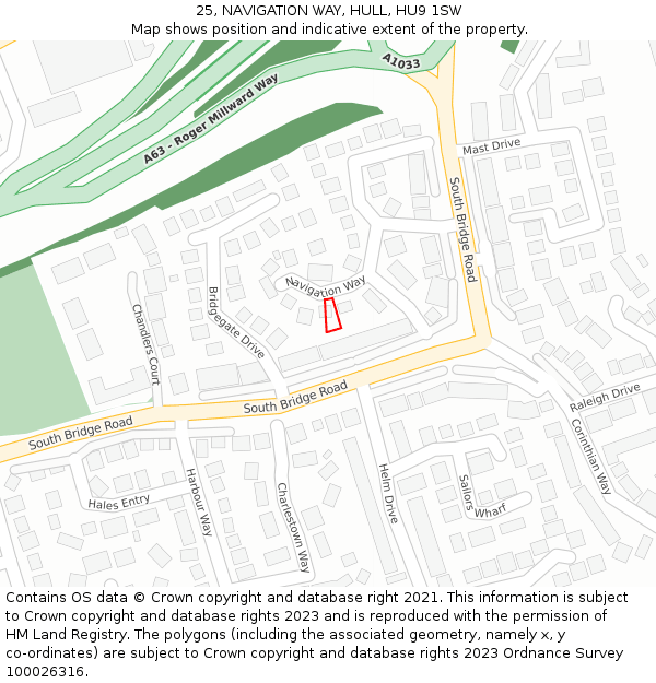 25, NAVIGATION WAY, HULL, HU9 1SW: Location map and indicative extent of plot