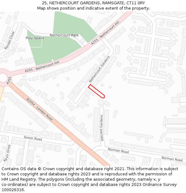 25, NETHERCOURT GARDENS, RAMSGATE, CT11 0RY: Location map and indicative extent of plot