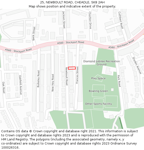 25, NEWBOULT ROAD, CHEADLE, SK8 2AH: Location map and indicative extent of plot