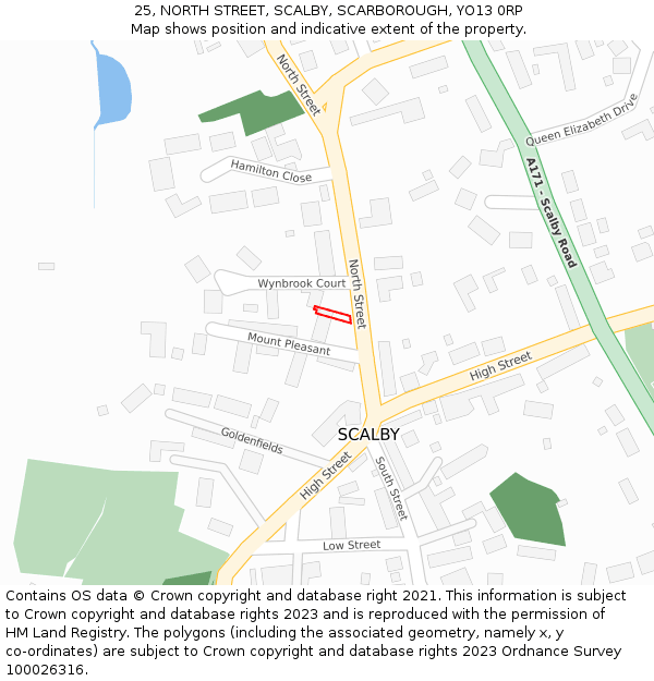 25, NORTH STREET, SCALBY, SCARBOROUGH, YO13 0RP: Location map and indicative extent of plot