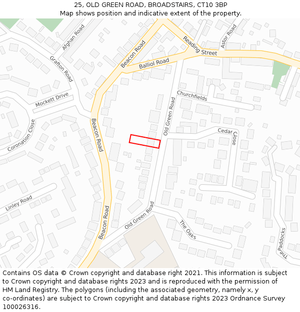 25, OLD GREEN ROAD, BROADSTAIRS, CT10 3BP: Location map and indicative extent of plot