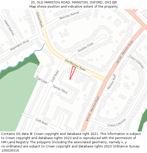 25, OLD MARSTON ROAD, MARSTON, OXFORD, OX3 0JR: Location map and indicative extent of plot