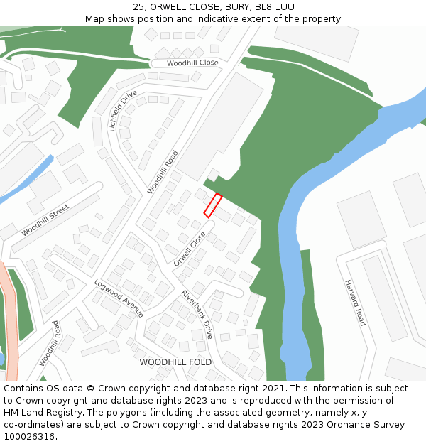 25, ORWELL CLOSE, BURY, BL8 1UU: Location map and indicative extent of plot