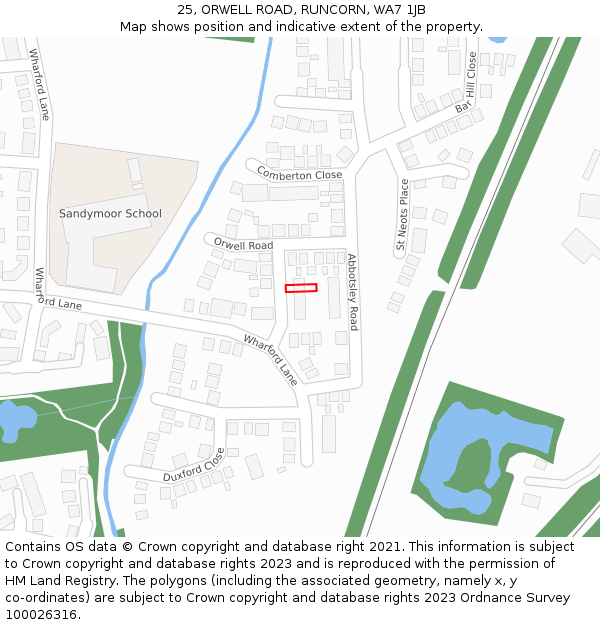 25, ORWELL ROAD, RUNCORN, WA7 1JB: Location map and indicative extent of plot