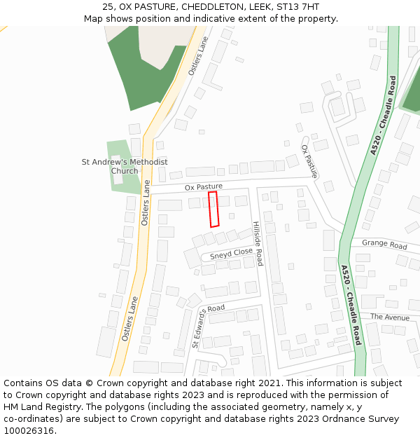 25, OX PASTURE, CHEDDLETON, LEEK, ST13 7HT: Location map and indicative extent of plot