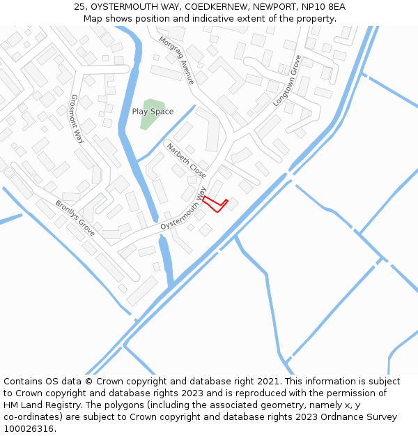 25, OYSTERMOUTH WAY, COEDKERNEW, NEWPORT, NP10 8EA: Location map and indicative extent of plot