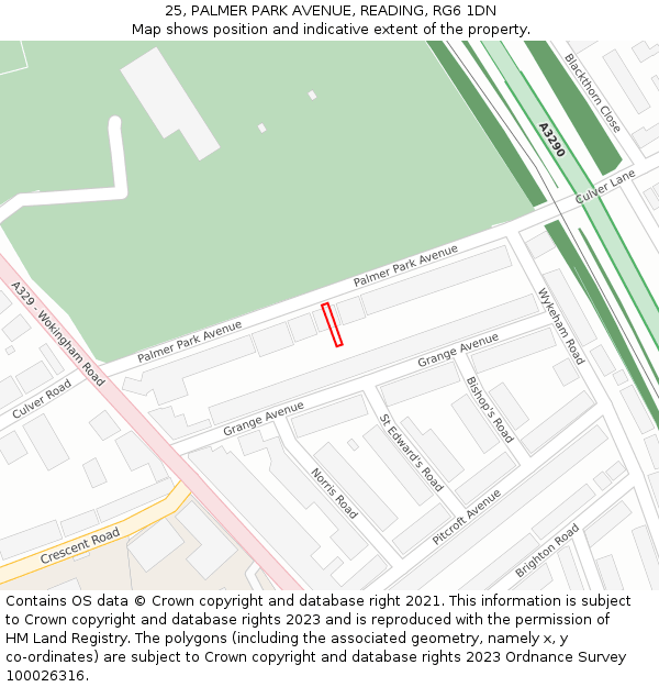 25, PALMER PARK AVENUE, READING, RG6 1DN: Location map and indicative extent of plot