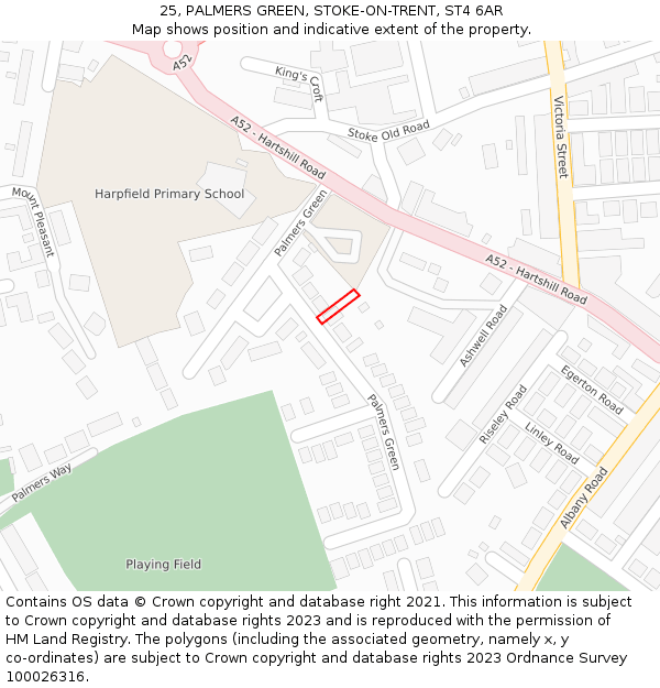 25, PALMERS GREEN, STOKE-ON-TRENT, ST4 6AR: Location map and indicative extent of plot