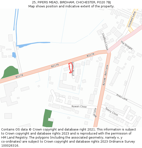 25, PIPERS MEAD, BIRDHAM, CHICHESTER, PO20 7BJ: Location map and indicative extent of plot