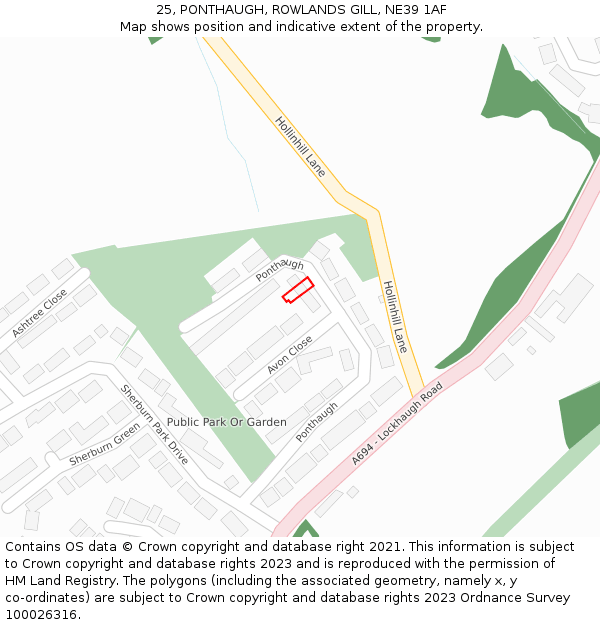 25, PONTHAUGH, ROWLANDS GILL, NE39 1AF: Location map and indicative extent of plot