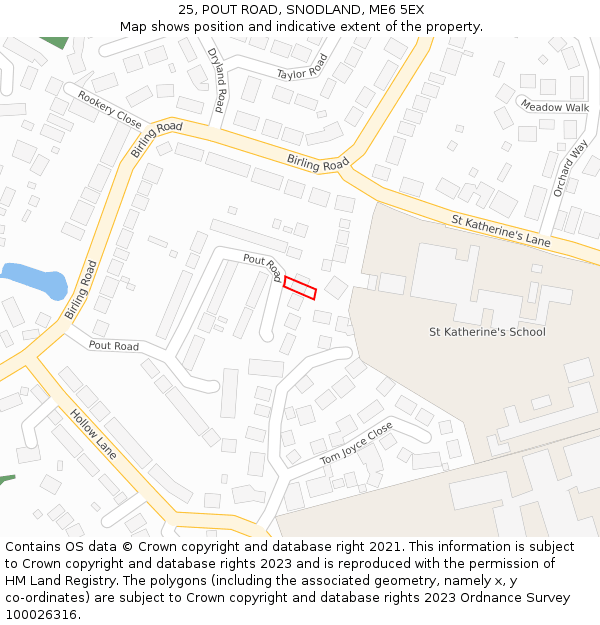 25, POUT ROAD, SNODLAND, ME6 5EX: Location map and indicative extent of plot