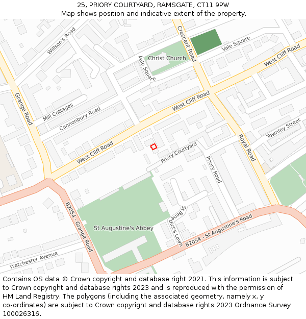 25, PRIORY COURTYARD, RAMSGATE, CT11 9PW: Location map and indicative extent of plot