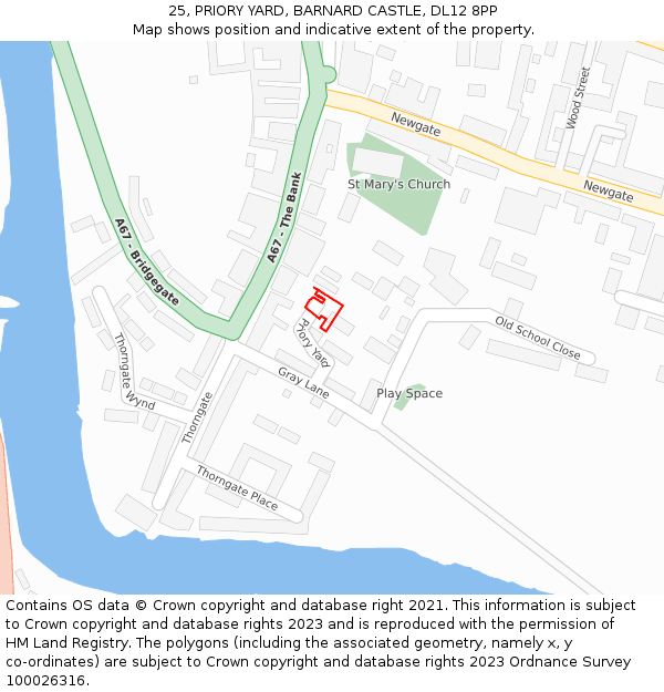 25, PRIORY YARD, BARNARD CASTLE, DL12 8PP: Location map and indicative extent of plot