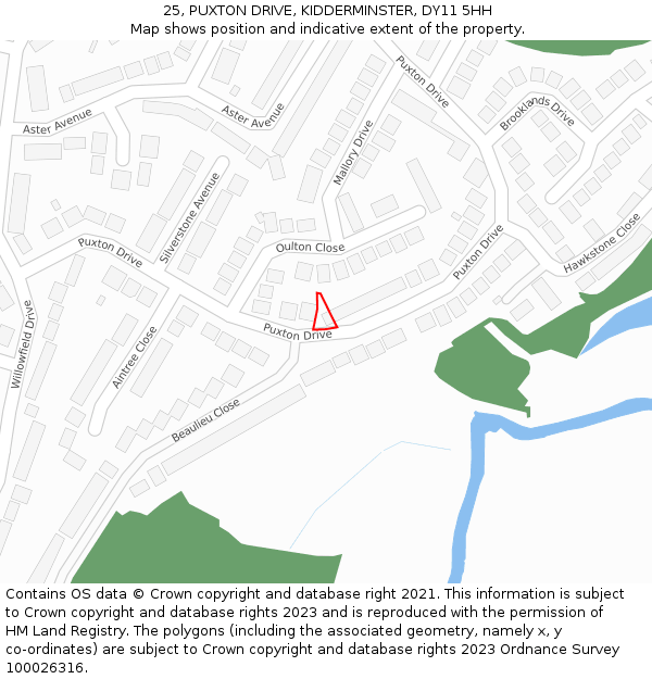 25, PUXTON DRIVE, KIDDERMINSTER, DY11 5HH: Location map and indicative extent of plot