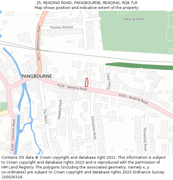 25, READING ROAD, PANGBOURNE, READING, RG8 7LR: Location map and indicative extent of plot