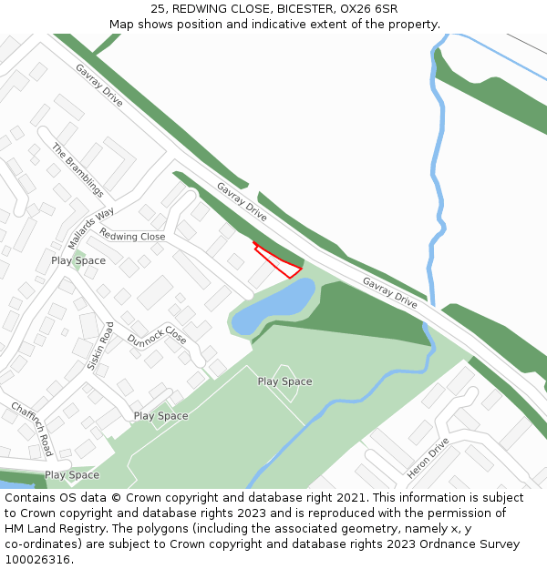 25, REDWING CLOSE, BICESTER, OX26 6SR: Location map and indicative extent of plot