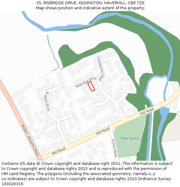 25, RISBRIDGE DRIVE, KEDINGTON, HAVERHILL, CB9 7ZE: Location map and indicative extent of plot