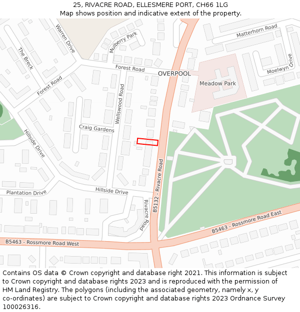 25, RIVACRE ROAD, ELLESMERE PORT, CH66 1LG: Location map and indicative extent of plot