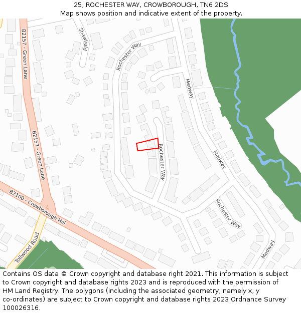 25, ROCHESTER WAY, CROWBOROUGH, TN6 2DS: Location map and indicative extent of plot