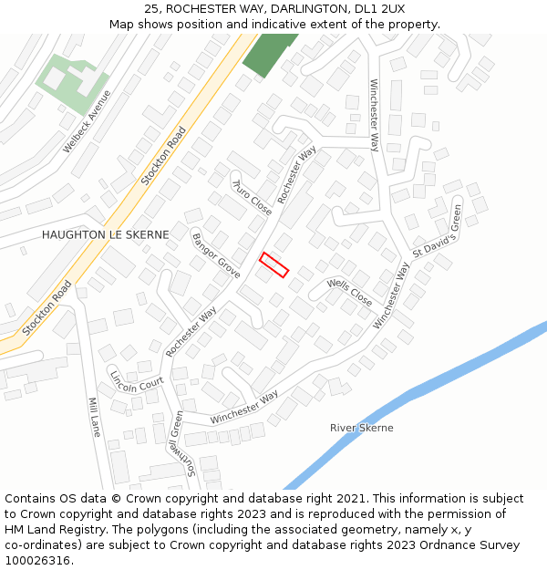 25, ROCHESTER WAY, DARLINGTON, DL1 2UX: Location map and indicative extent of plot