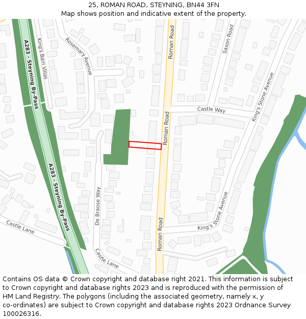 25, ROMAN ROAD, STEYNING, BN44 3FN: Location map and indicative extent of plot