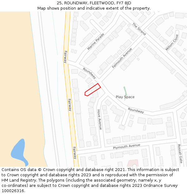 25, ROUNDWAY, FLEETWOOD, FY7 8JD: Location map and indicative extent of plot