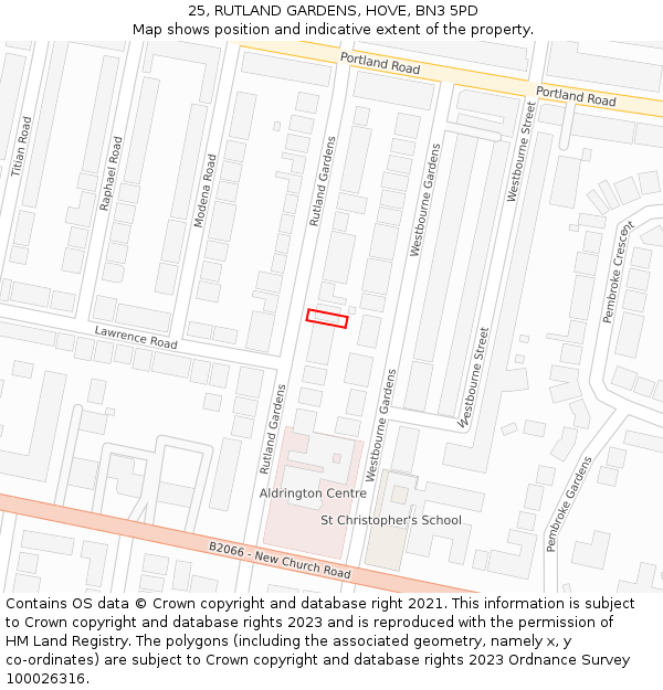 25, RUTLAND GARDENS, HOVE, BN3 5PD: Location map and indicative extent of plot