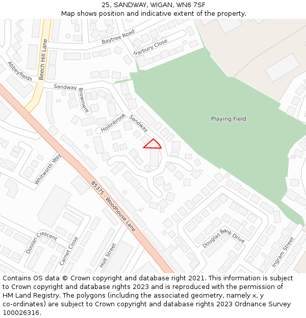 25, SANDWAY, WIGAN, WN6 7SF: Location map and indicative extent of plot