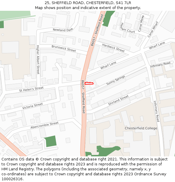 25, SHEFFIELD ROAD, CHESTERFIELD, S41 7LR: Location map and indicative extent of plot