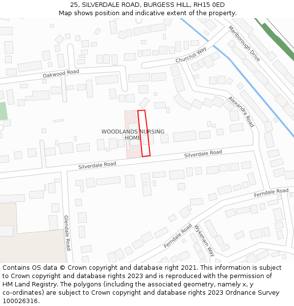 25, SILVERDALE ROAD, BURGESS HILL, RH15 0ED: Location map and indicative extent of plot