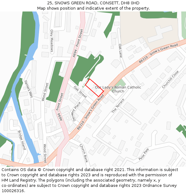 25, SNOWS GREEN ROAD, CONSETT, DH8 0HD: Location map and indicative extent of plot