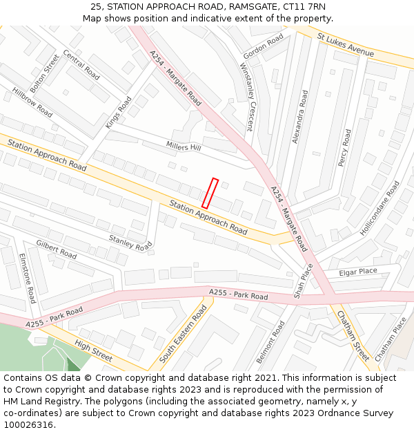 25, STATION APPROACH ROAD, RAMSGATE, CT11 7RN: Location map and indicative extent of plot