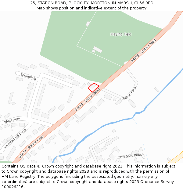 25, STATION ROAD, BLOCKLEY, MORETON-IN-MARSH, GL56 9ED: Location map and indicative extent of plot